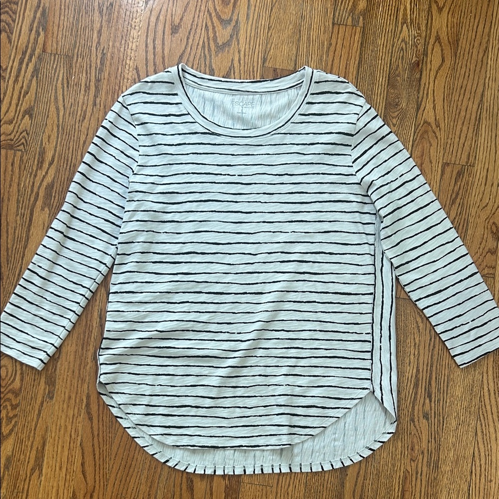 Habitat Long Sleeve Striped Top - Black and Cream